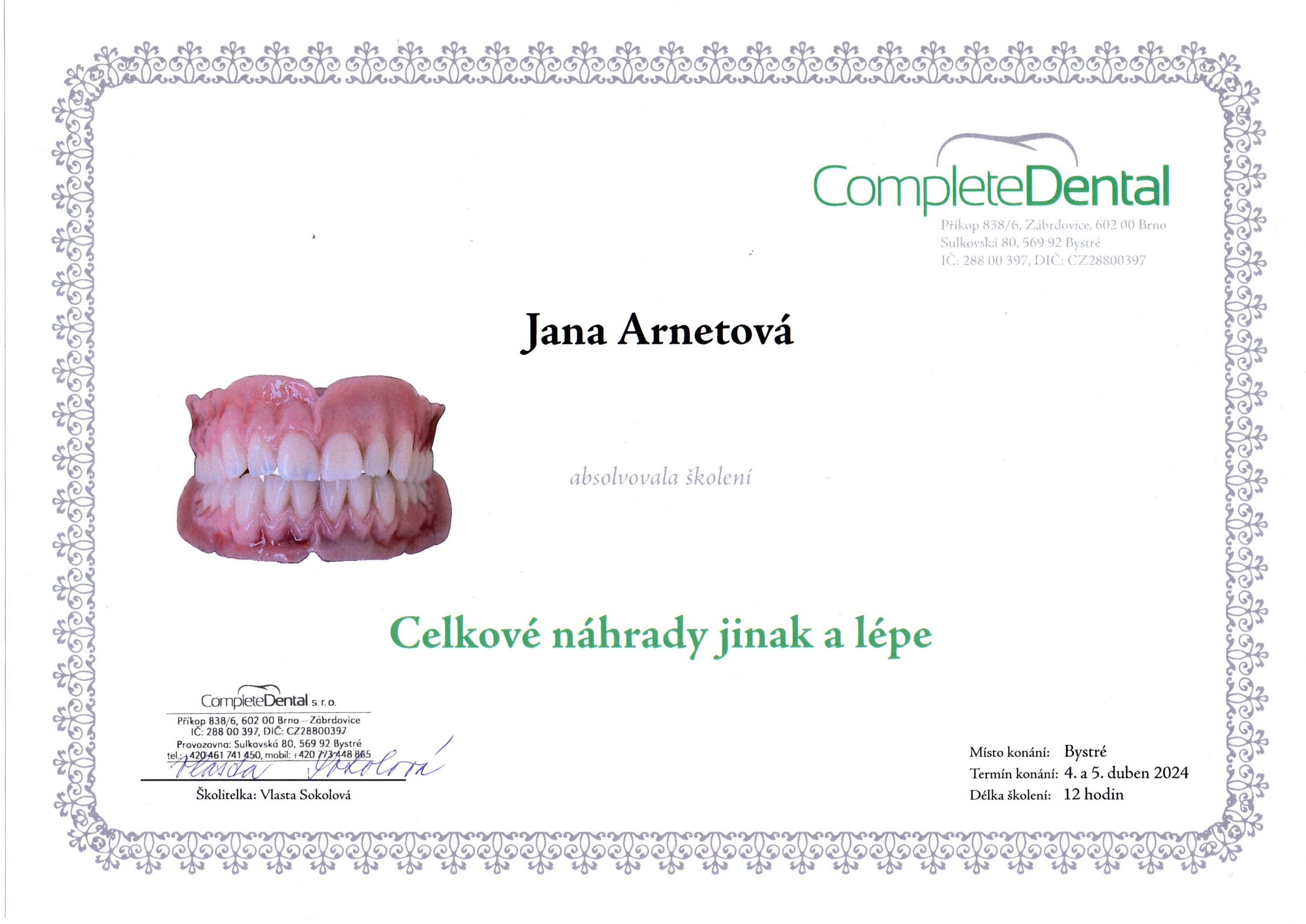 certifikáty zubní laboratoř